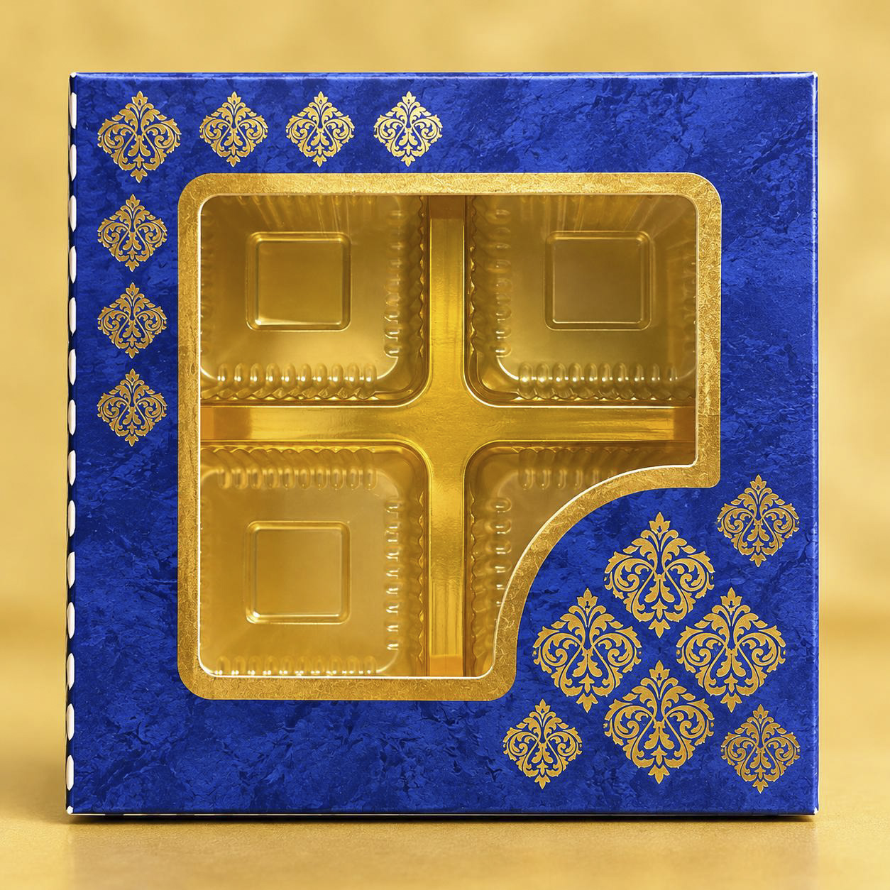 4 PC CHOCOLATE BOX BLUE GOLDEN