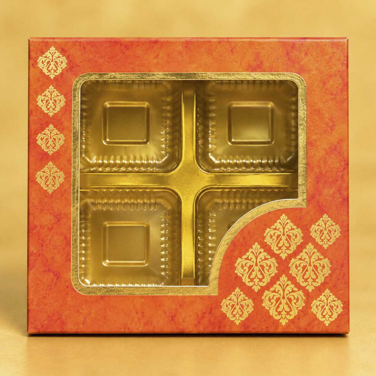 4 PC CHOCOLATE BOX ORANGE GOLD
