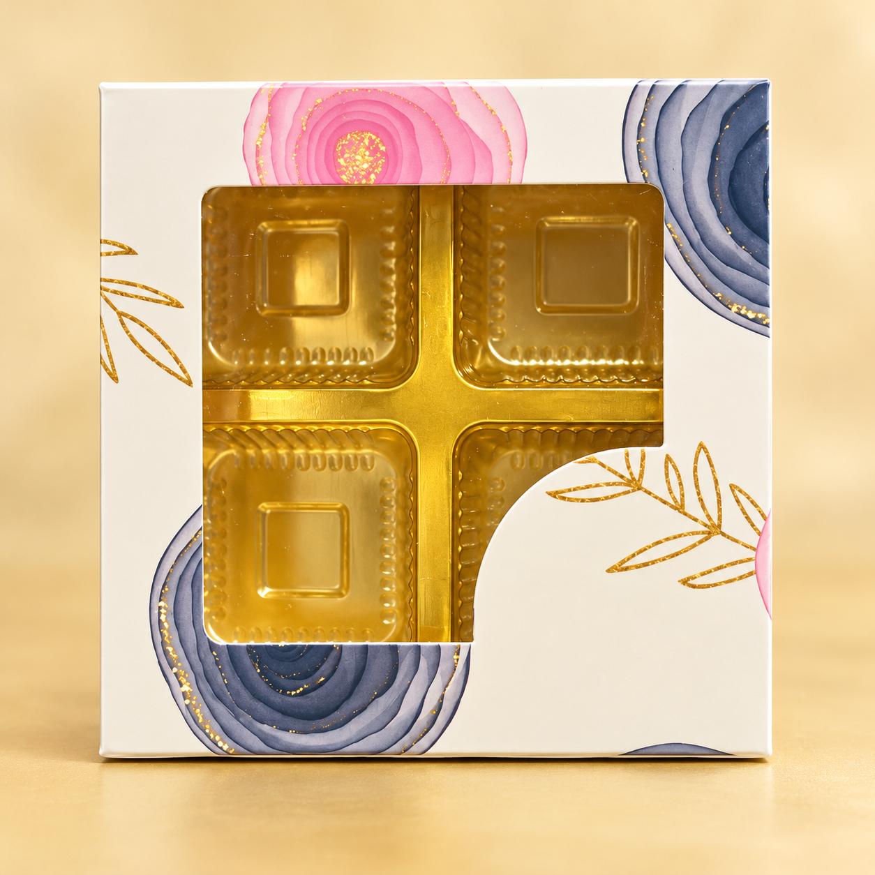 4 PC CHOCOLATE BOX WHITE BLUE