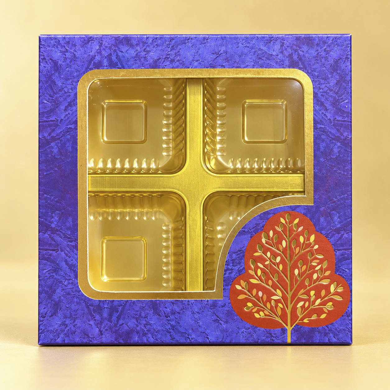 4 PC CHOCOLATE BOX PURPLE GOLD