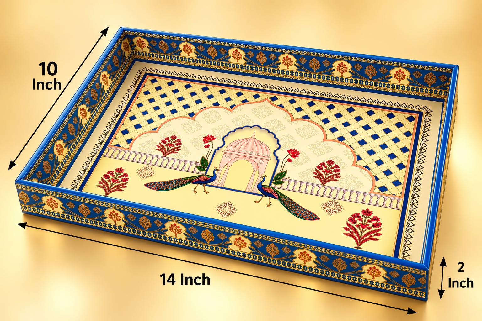 MUGHAL HAMPER TRAY 14x10x2 INCH