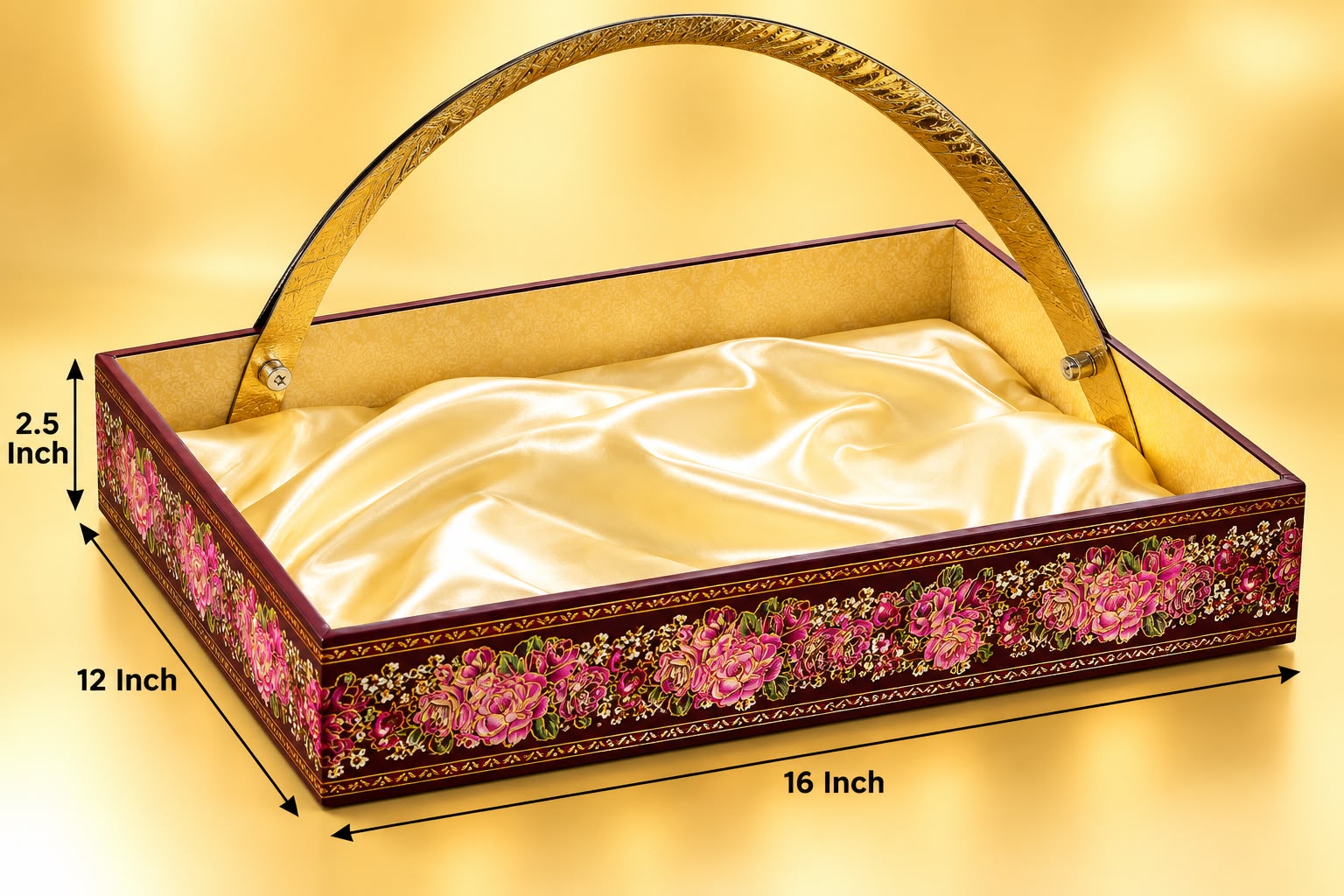 FESTIVE HAMPER TRAY 16x12x2.5 INCH MAROON