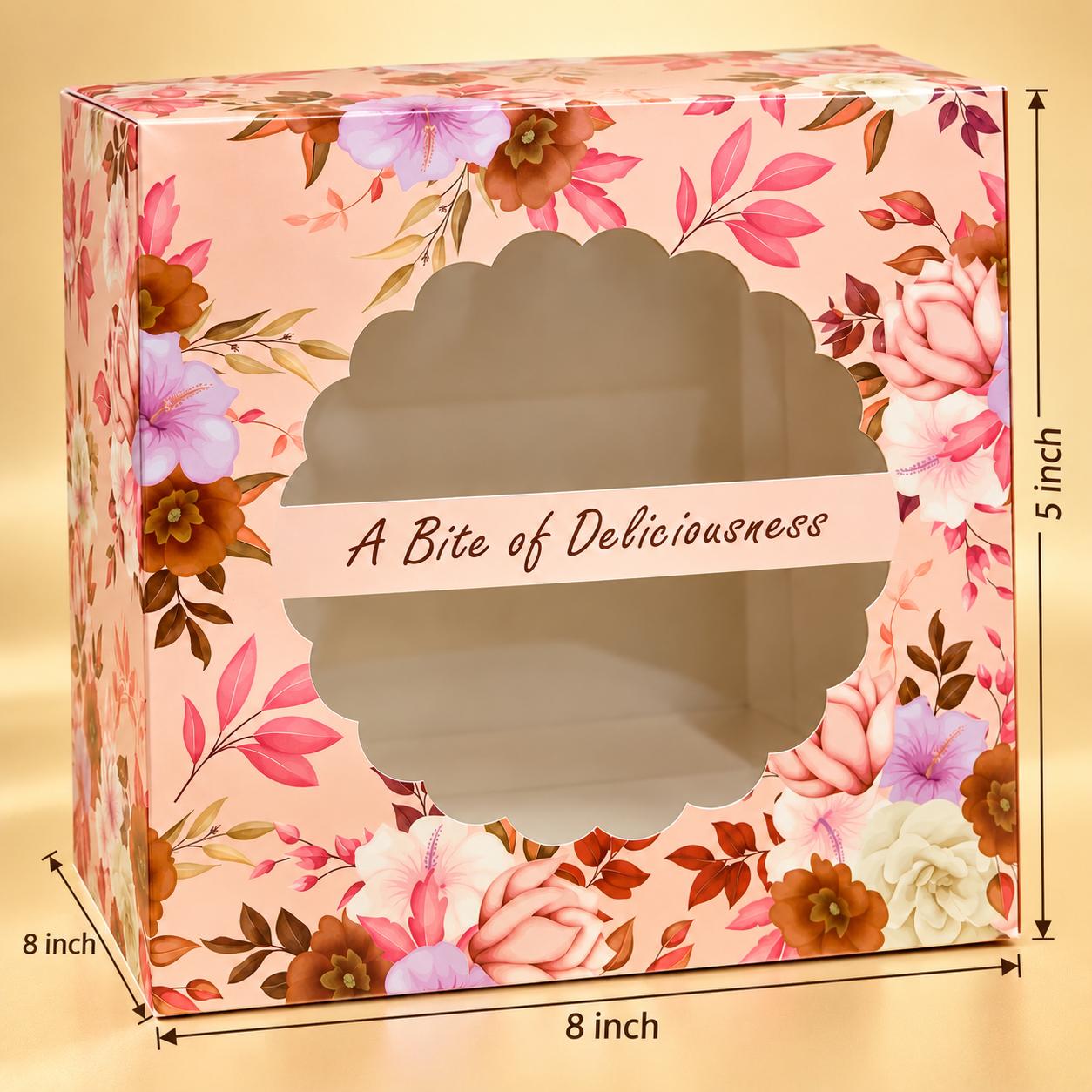 FLORAL PINK ITC CAKE BOX 8x8x5 INCH