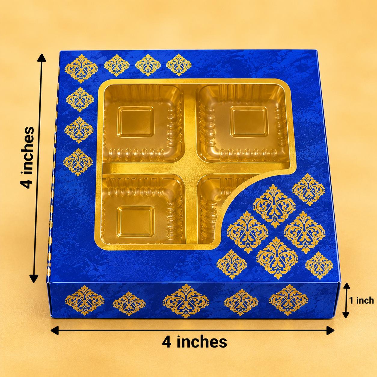 4 PC CHOCOLATE BOX BLUE GOLDEN