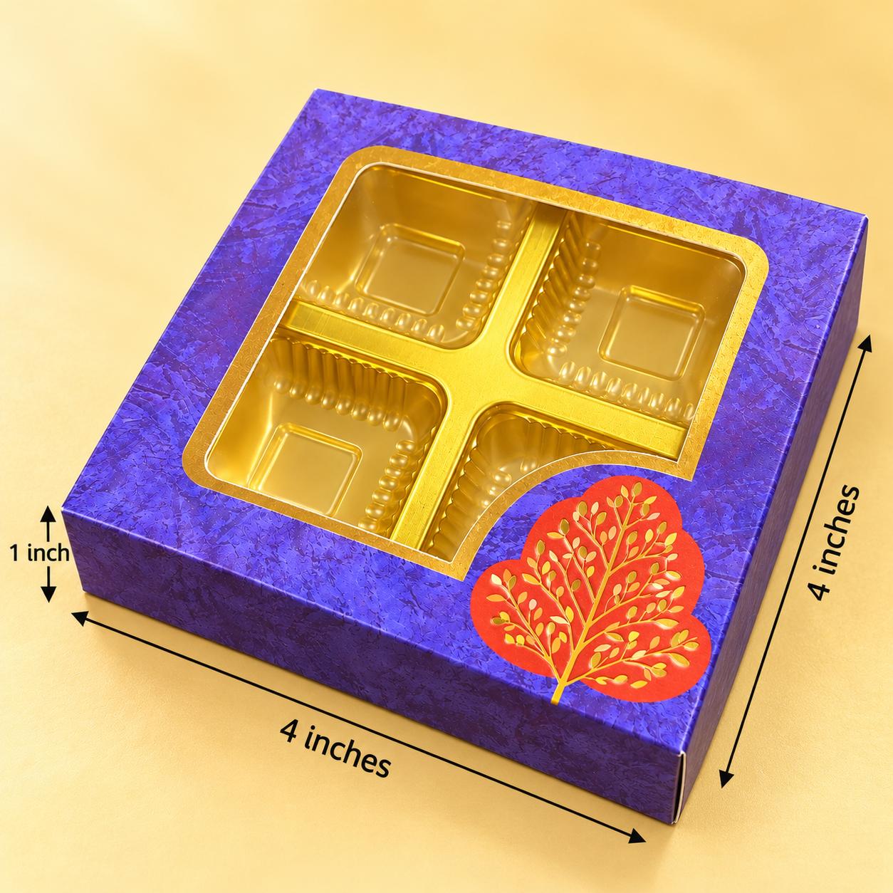 4 PC CHOCOLATE BOX PURPLE GOLD