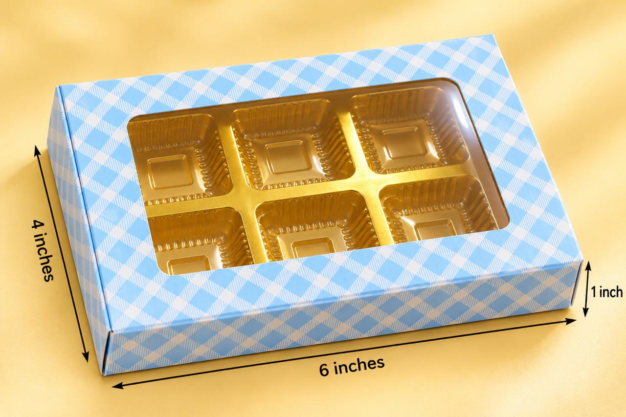 6 PC CHOCOLATE BOX BLUE